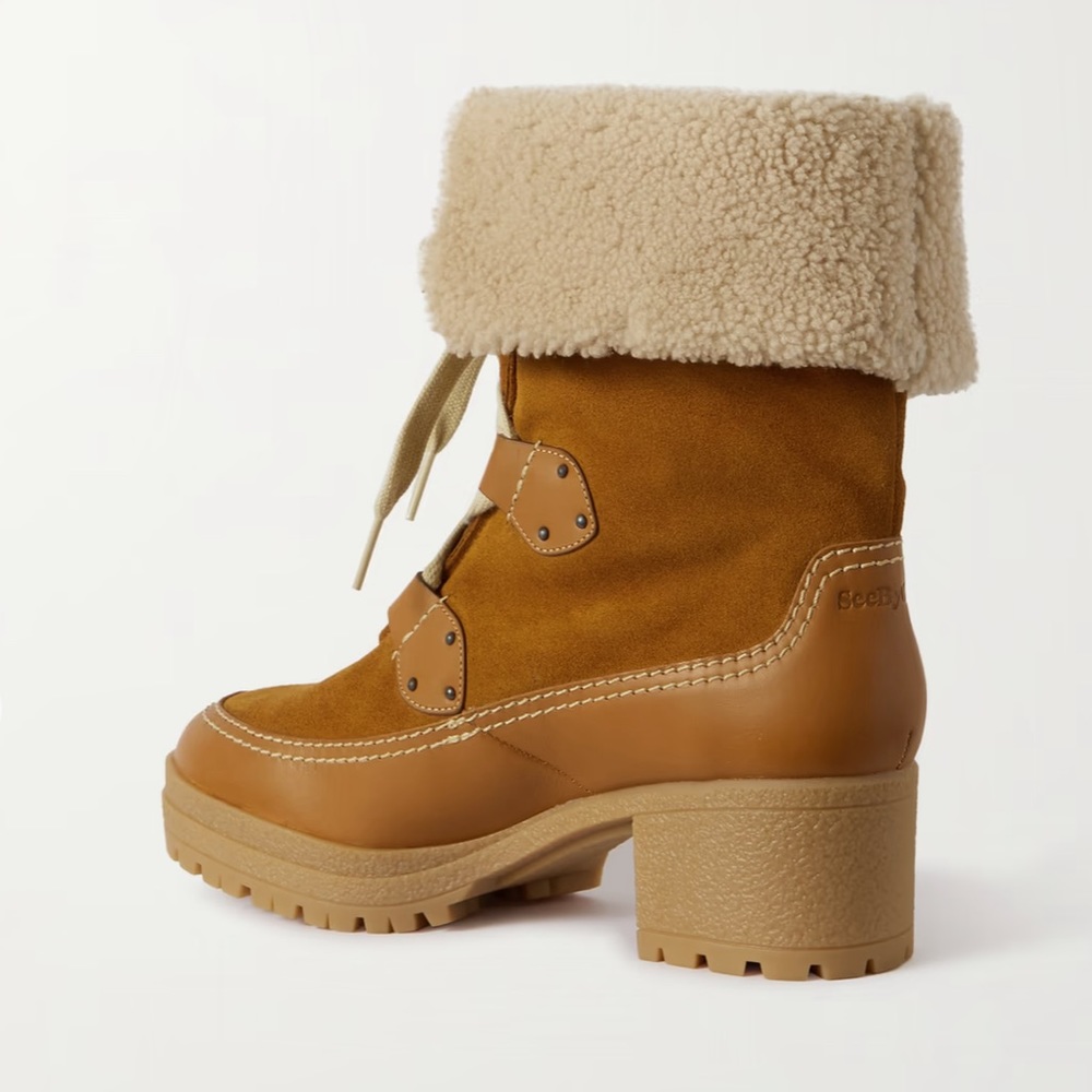 See by Chloé Verena Shearling High Block Heel Booties - Picture 3 of 16